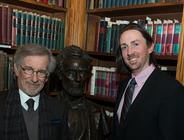 Christopher Hager (right) with filmmaker Steven Spielberg