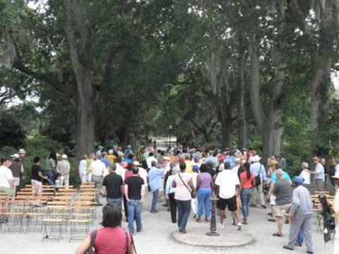 Dedication of the Charleston Memorial Day Site people walking away