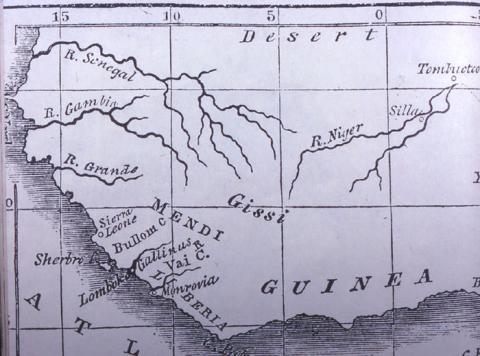 West African coast in the vicinity of Sierra Leone, from a 19th century map